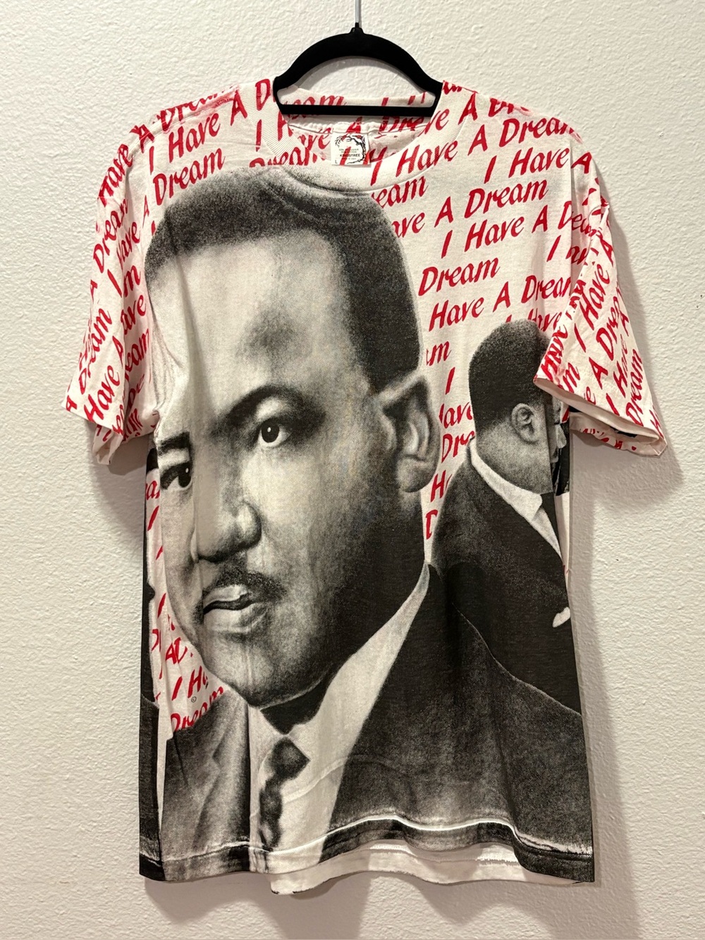 Mens VINTAGE Martin Luther King MLK All Over Print Single Stitch Shirt Sz L